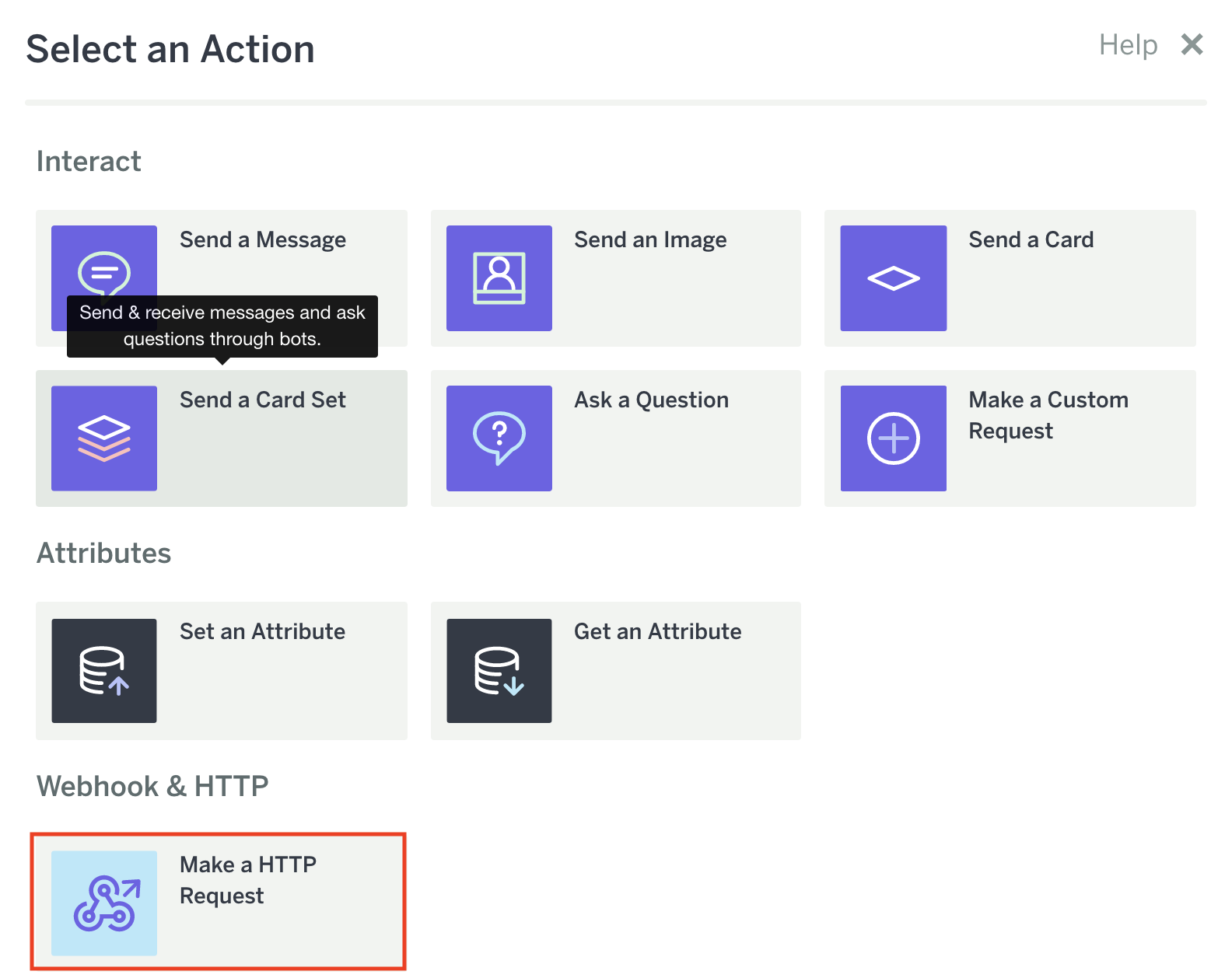 [Make a HTTP Request] が枠線で囲まれている