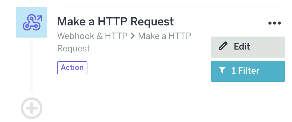 作成したHTTP Requestアクションが表示されている