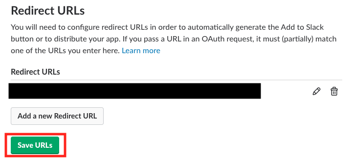[Save URLs]が枠線で囲まれている