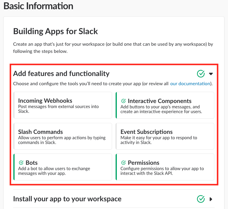 Add features and functionalityセクションが表示されている