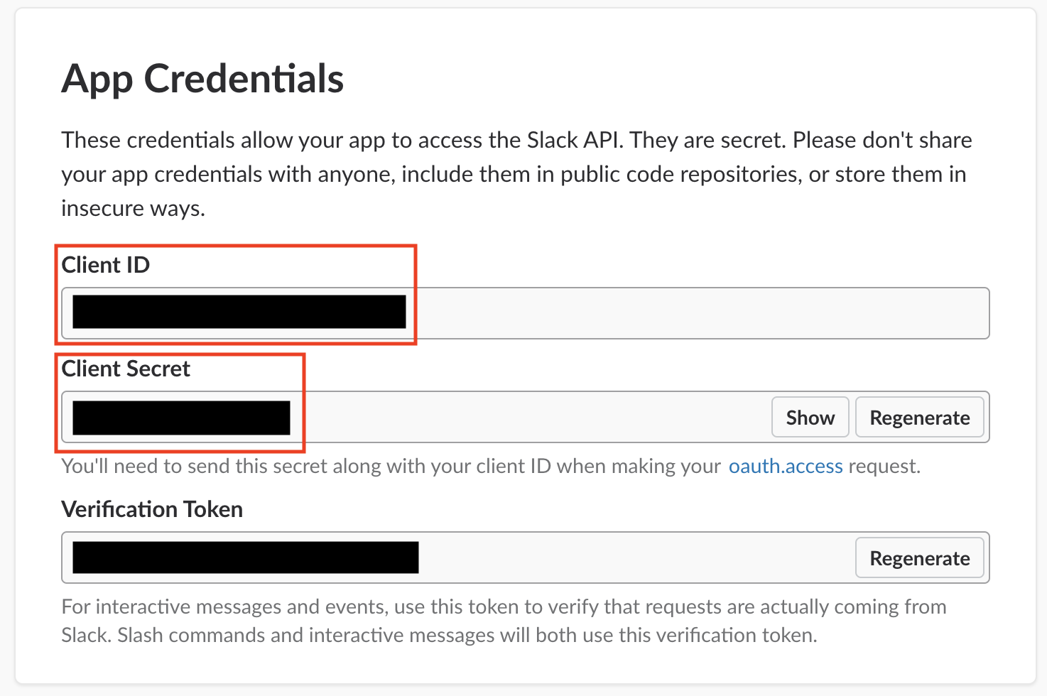 Credentials画面が表示されている