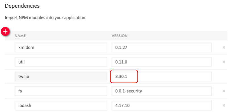 「Twilio」のVERSIONを「3.30.1」に変更