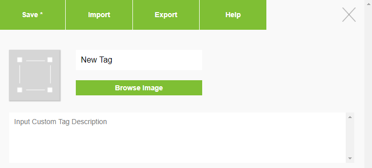 「New Tag」画面が表示されている