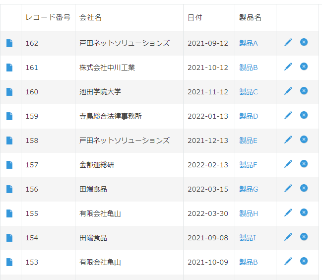 用意するレコードの例