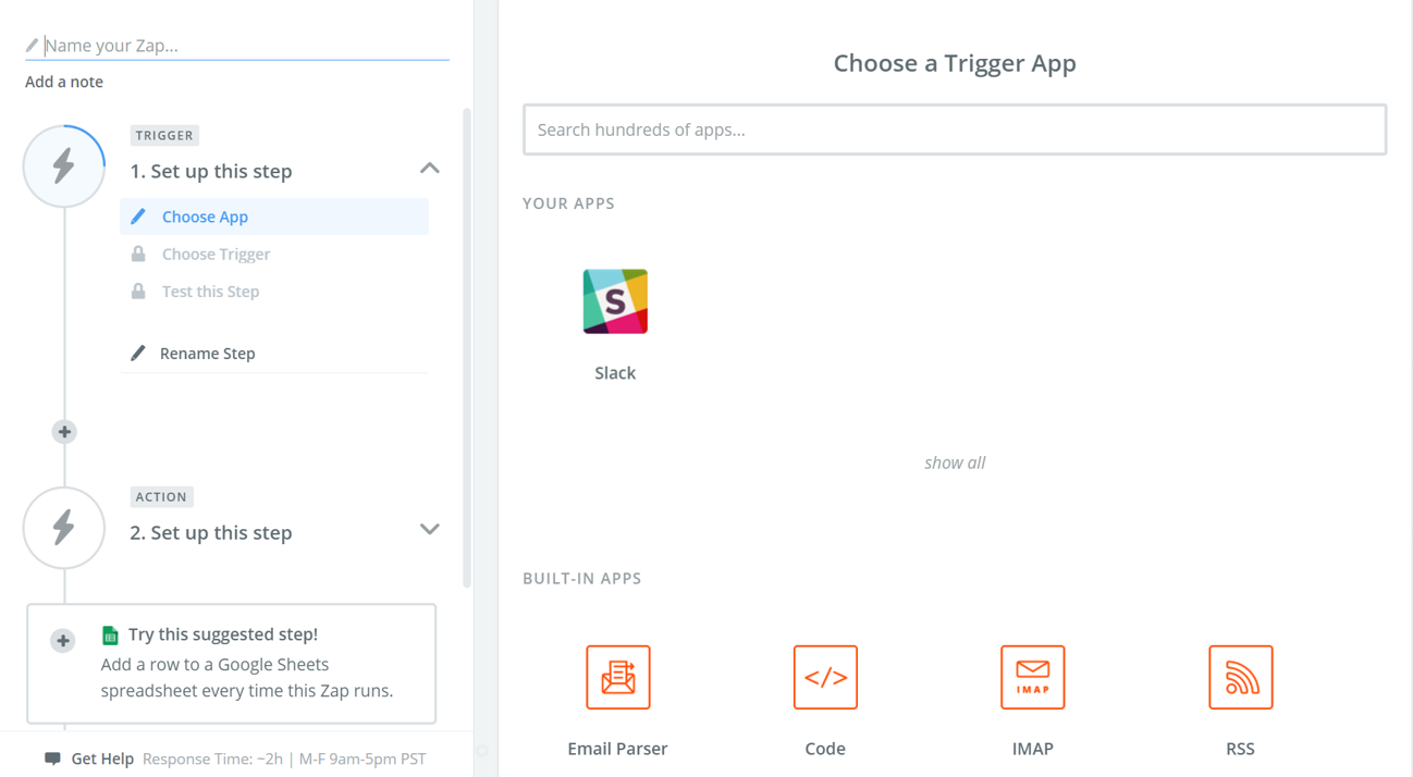 ZapierのDashboard画面