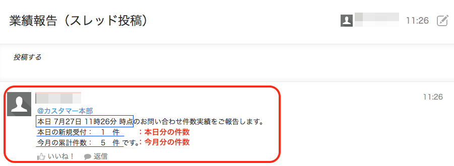スレッドに集計データが投稿された画像