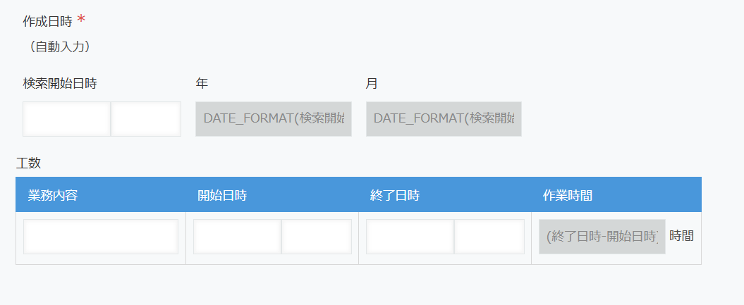 kintoneアプリのフィールド構成例