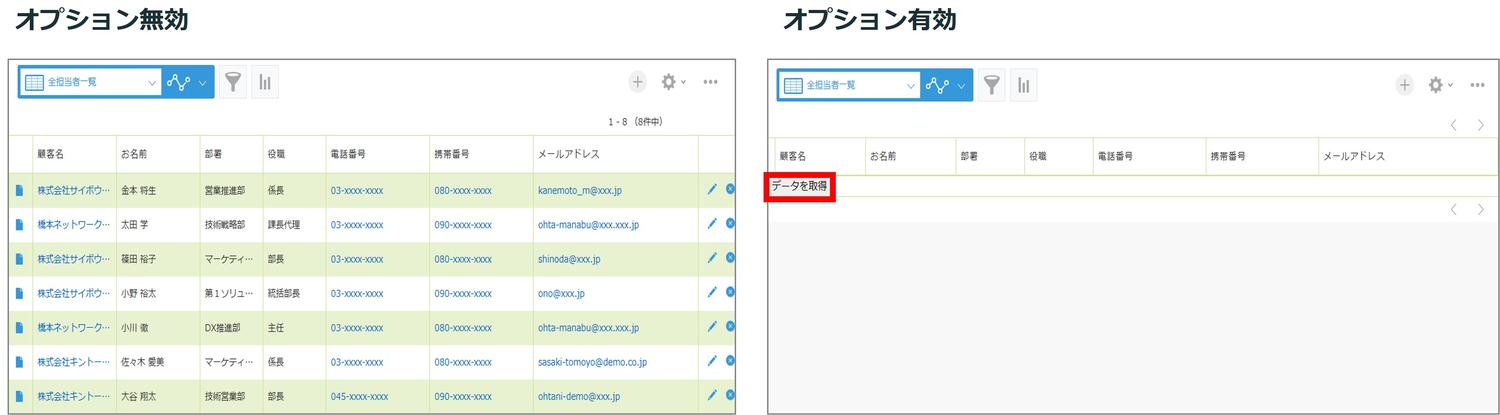 レコード一覧の手動取得ボタン