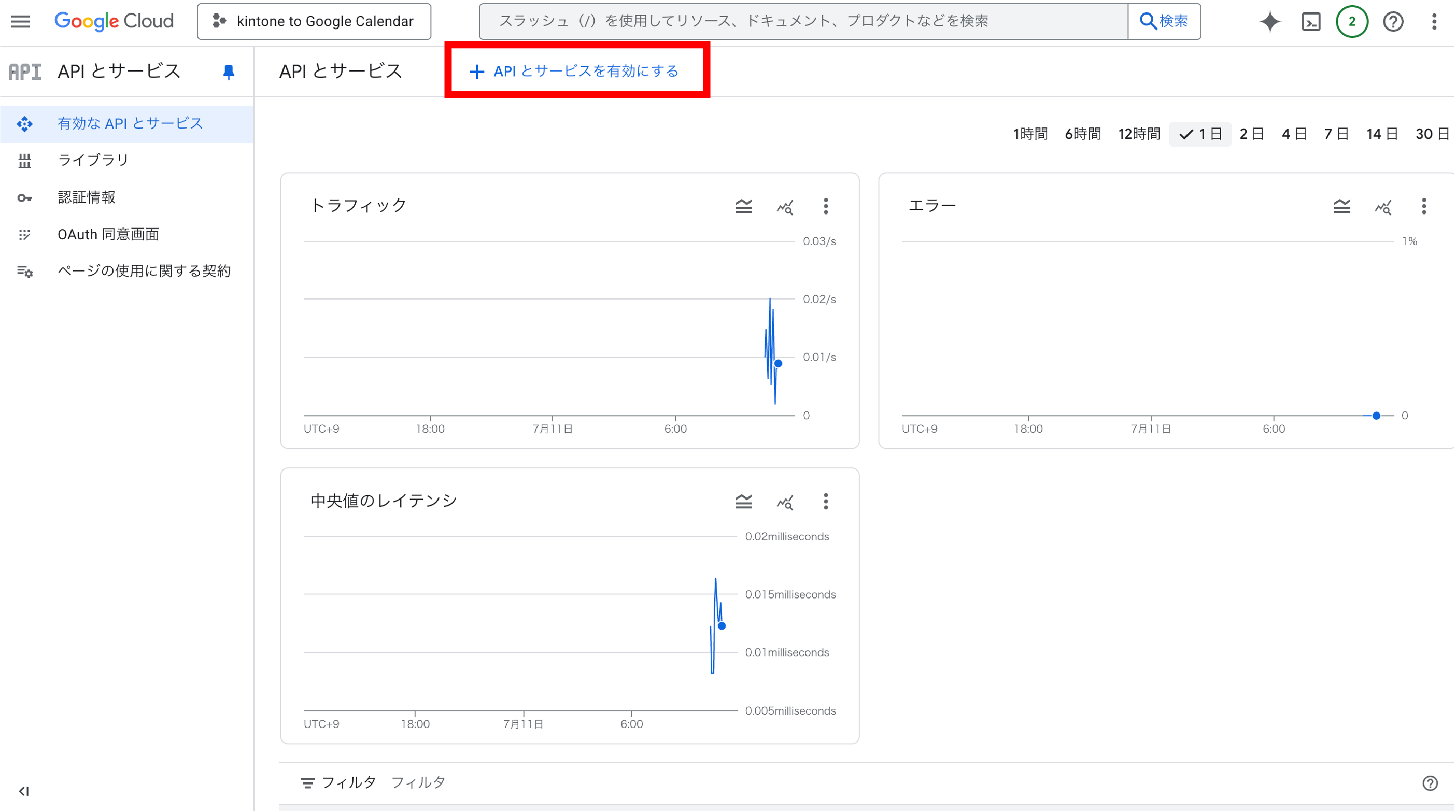 APIを有効化