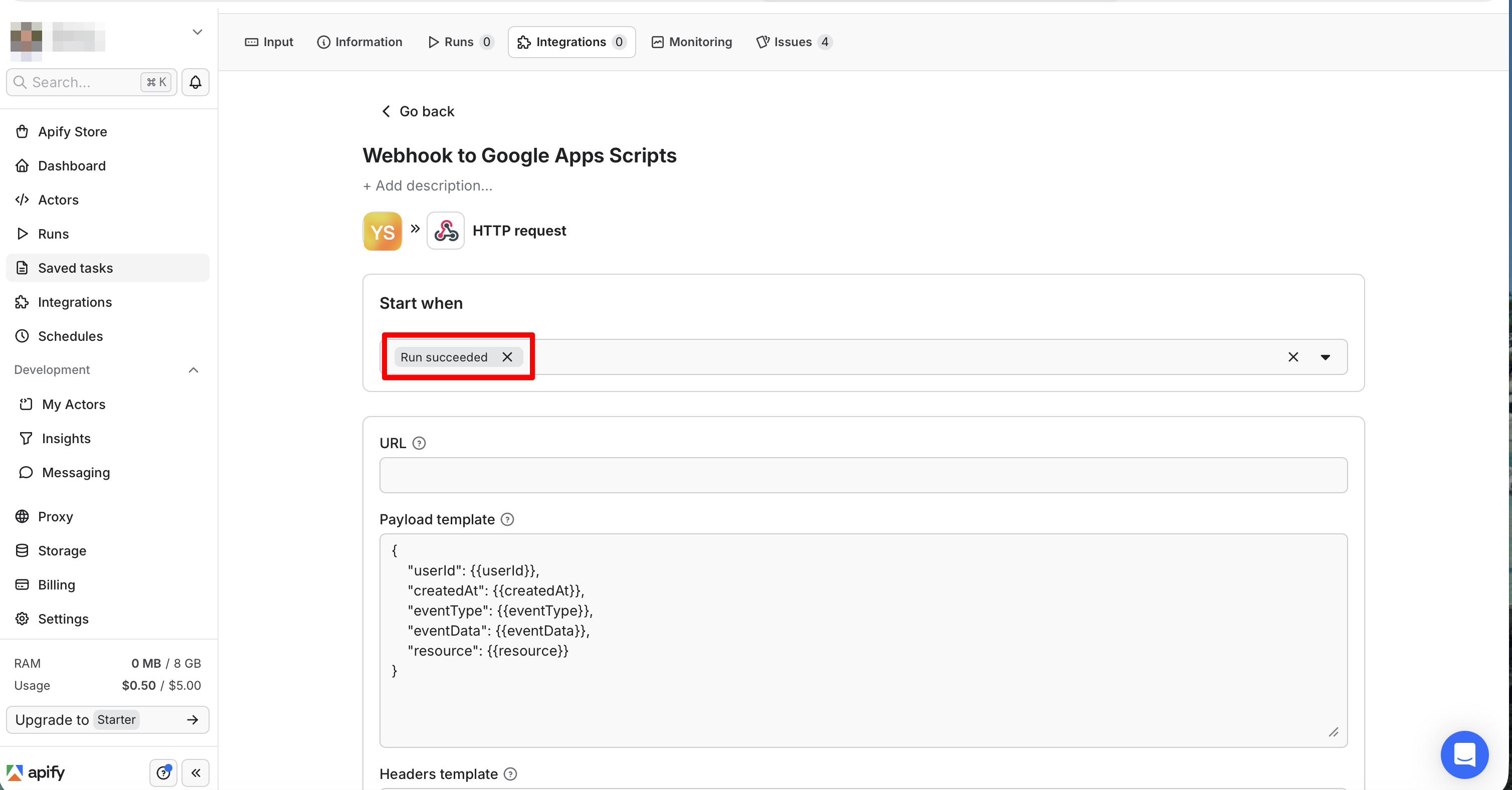 Webhookのイベント設定